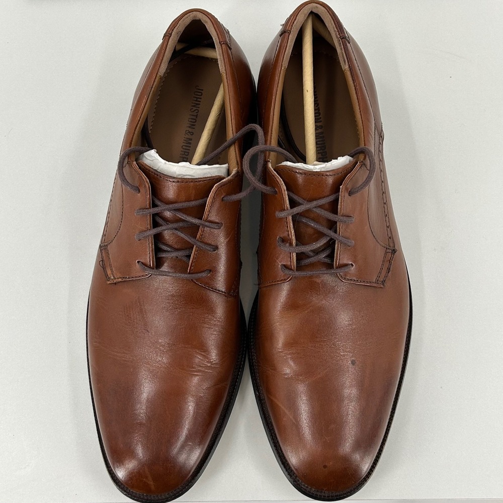 Johnston & Murphy Mens Brown Leather Derby Dress Shoes Lace Up Brogue Detail - Picture 7 of 10